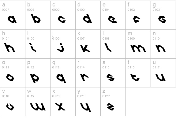 Charlie's Angles Left lowercase a-z preview