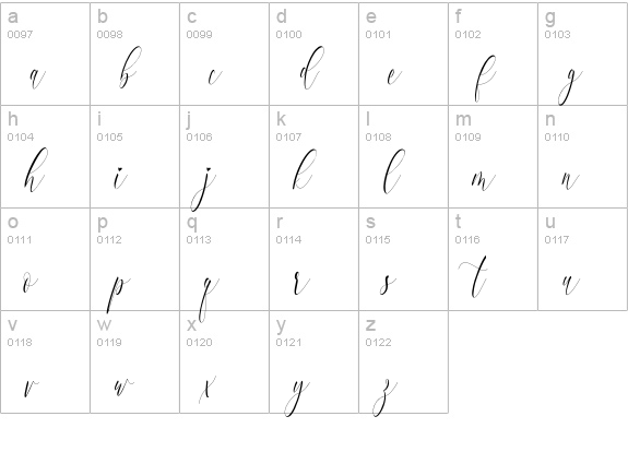 Charlotte Calligraphy lowercase a-z preview