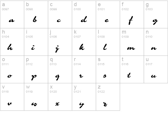Charme Bold lowercase a-z preview