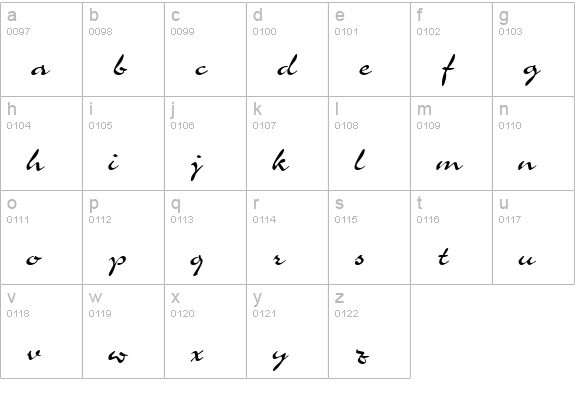 Charme ICG lowercase a-z preview
