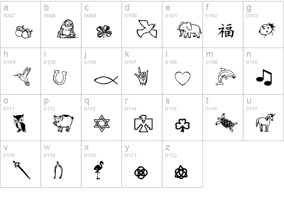 CharmingSymbols lowercase a-z preview