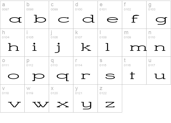 Charrington Superwide lowercase a-z preview