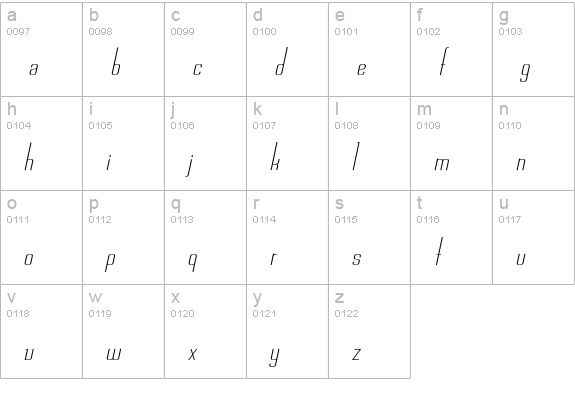 Chasline-Oblique lowercase a-z preview