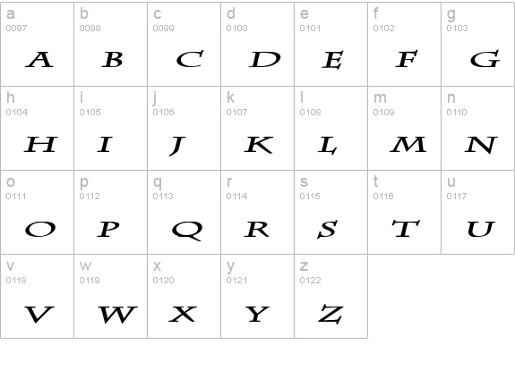 Chaz Extended Bold Italic lowercase a-z preview