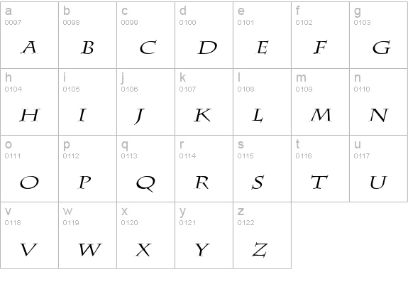 Chaz Wide Italic lowercase a-z preview
