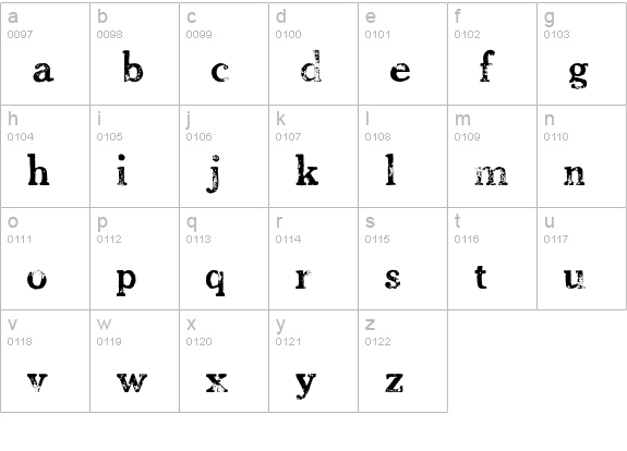 CheltPressLight lowercase a-z preview