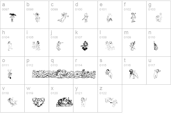 Cherub lowercase a-z preview