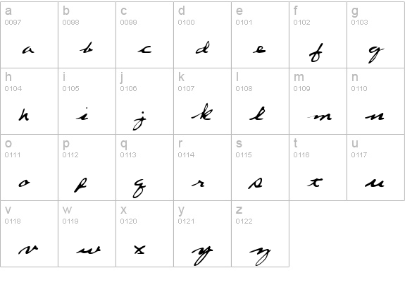CherylsHand Regular lowercase a-z preview