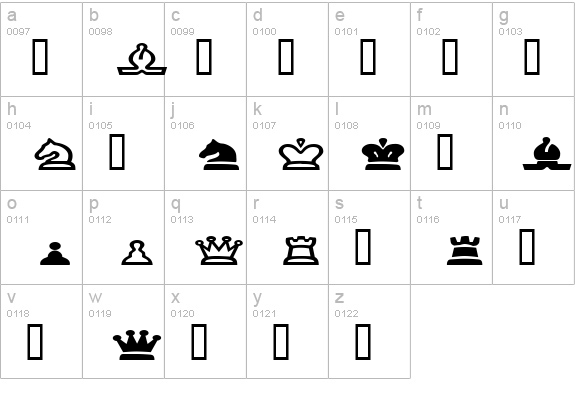 ChessPiece Extended lowercase a-z preview