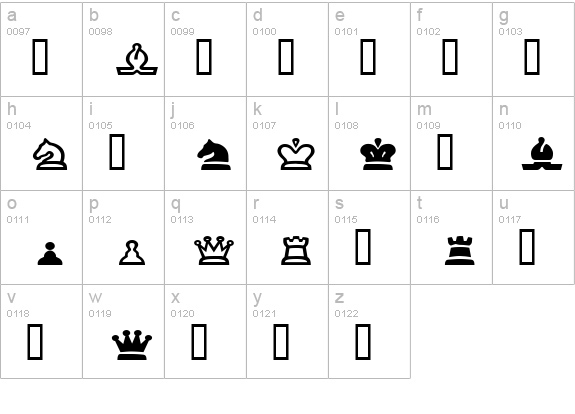 ChessPiece Wide lowercase a-z preview