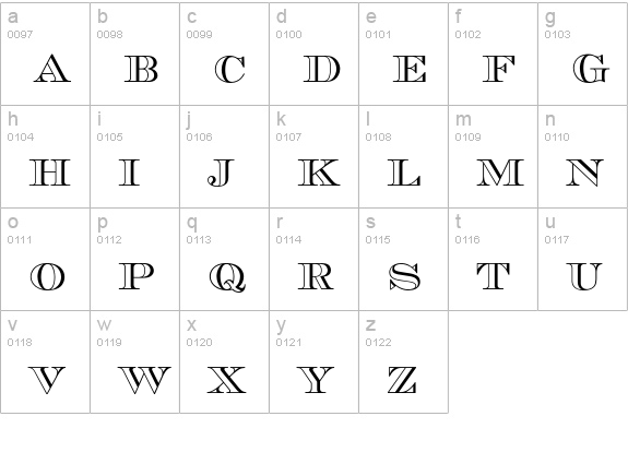 Chevalier Caps Outline lowercase a-z preview