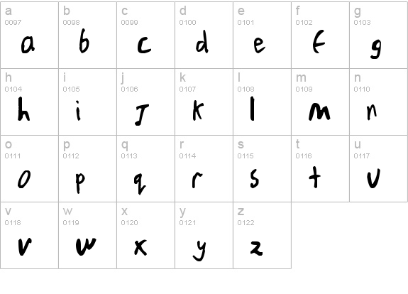 Chicken Scratch lowercase a-z preview