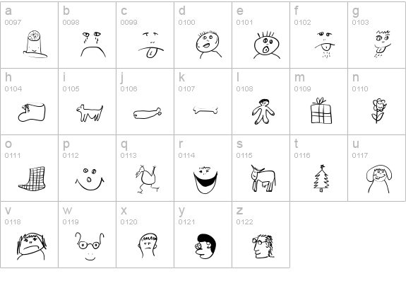 ChildrenDingbats lowercase a-z preview
