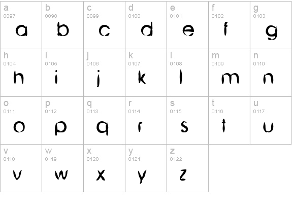 Chinese Brush lowercase a-z preview