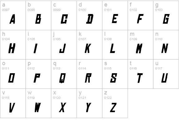 Chinese Rocks Bold Italic lowercase a-z preview