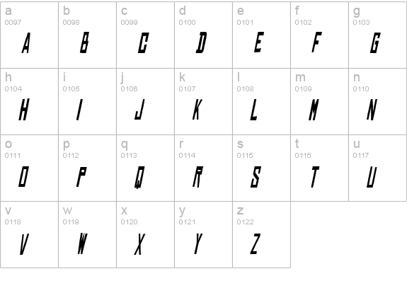 Chinese Rocks Cnd Italic lowercase a-z preview