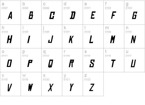 Chinese Rocks Italic lowercase a-z preview