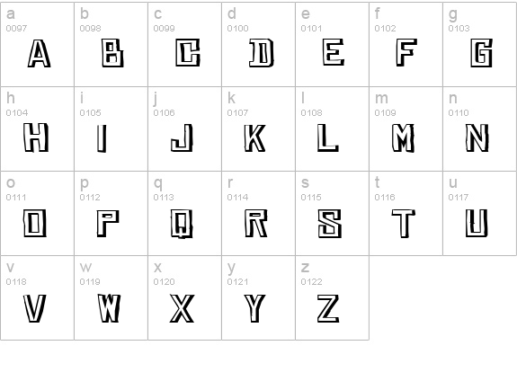Chinese Rocks WideShaded lowercase a-z preview