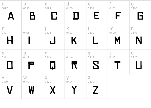 Chinese Rocks Xp lowercase a-z preview