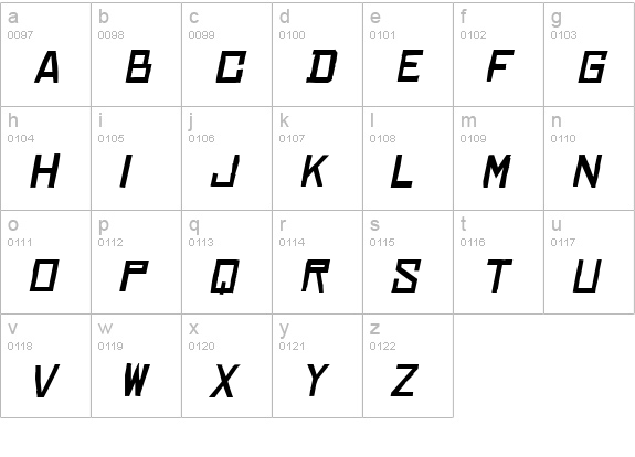 Chinese Rocks Xp Italic lowercase a-z preview