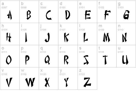 Chinese Takeaway lowercase a-z preview