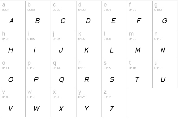 Chisel Thin Italic lowercase a-z preview