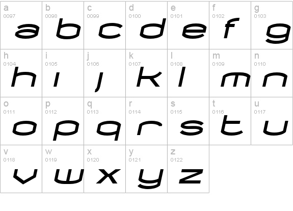 Chord-BlackItalic lowercase a-z preview