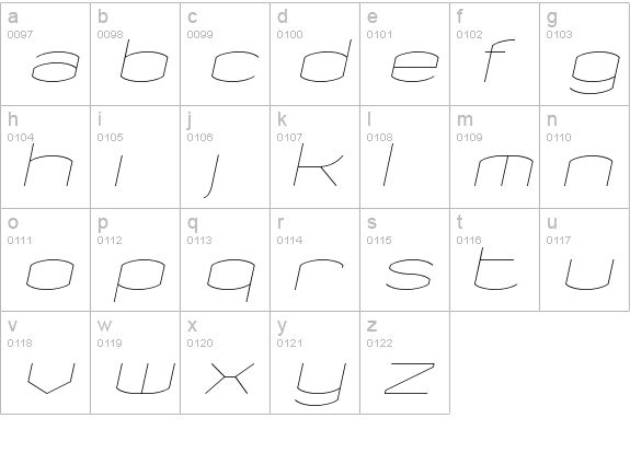 Chord-FineItalic lowercase a-z preview