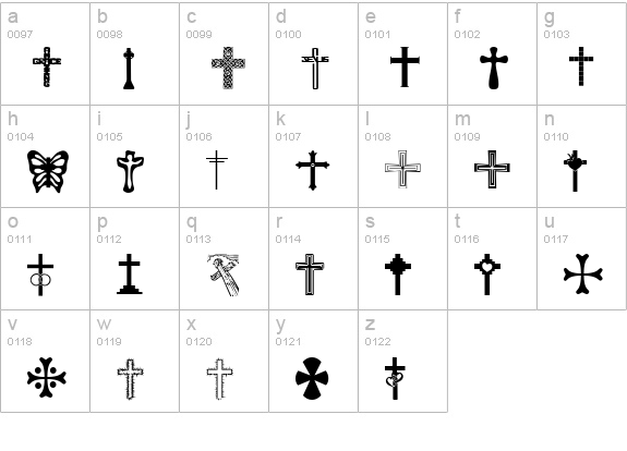 Christian Crosses lowercase a-z preview