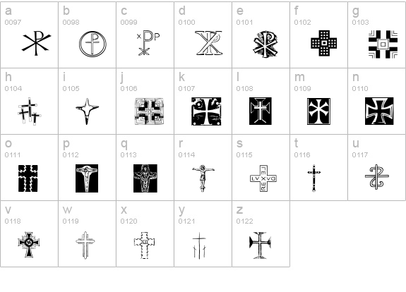 Christian Crosses II lowercase a-z preview