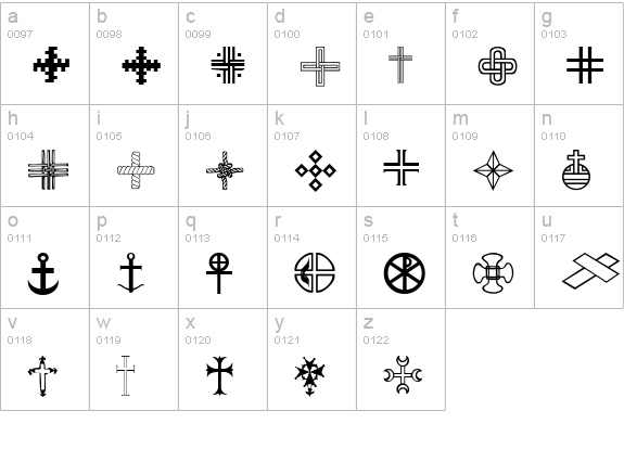 Christian Crosses III lowercase a-z preview