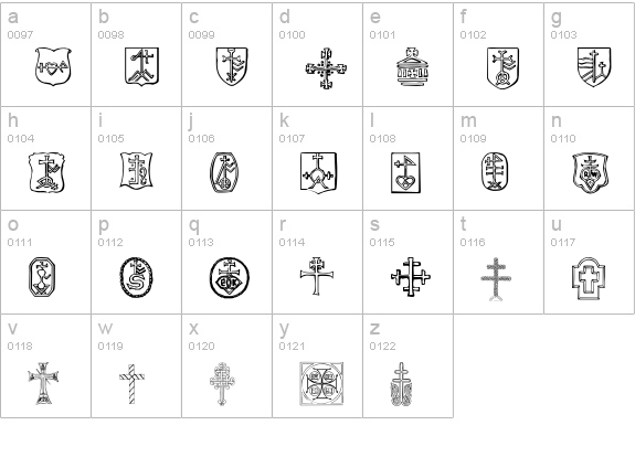 Christian Crosses IV lowercase a-z preview
