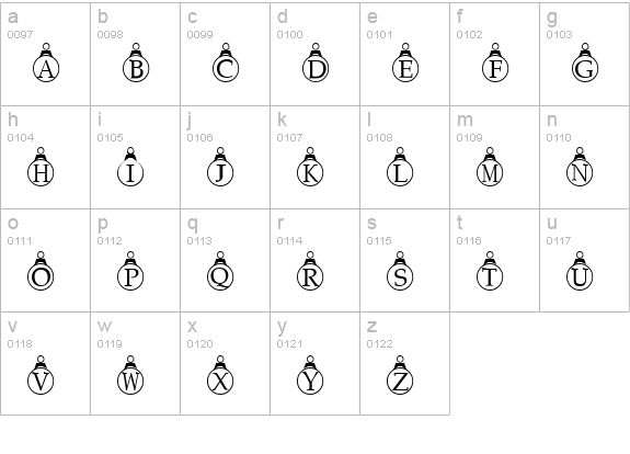 Christmas Ornaments Regular lowercase a-z preview