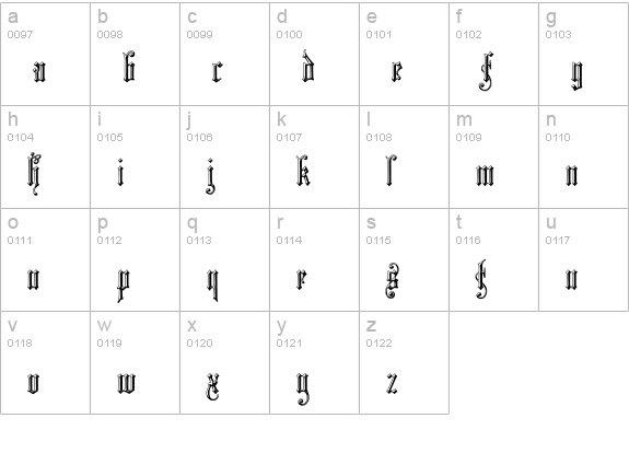 Church Text 'Shaded' lowercase a-z preview