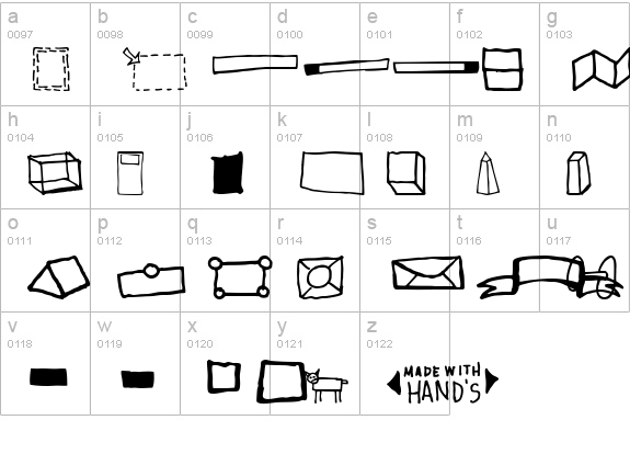 Cinahand Dingbats lowercase a-z preview