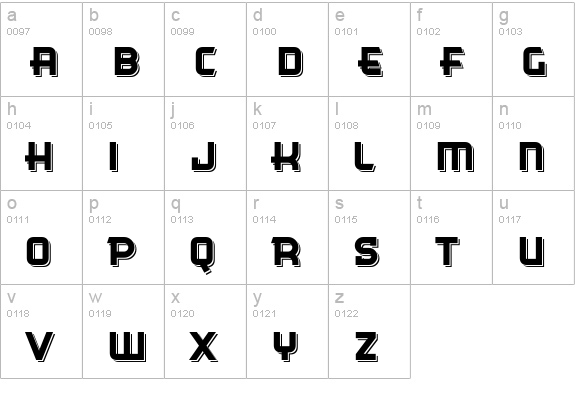 Cinema Gothic BTN Shadow lowercase a-z preview