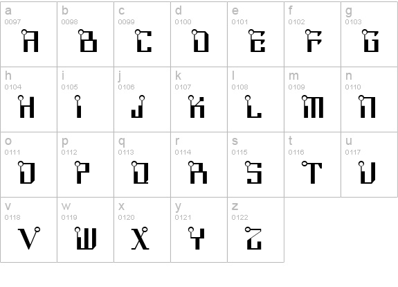 Circuit Bored NF lowercase a-z preview
