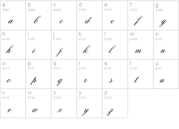 Citadel Script Std lowercase a-z preview