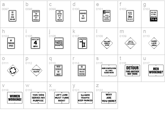 City Signs JL lowercase a-z preview