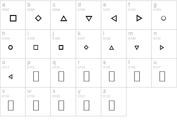 CJNPiFont!1 lowercase a-z preview