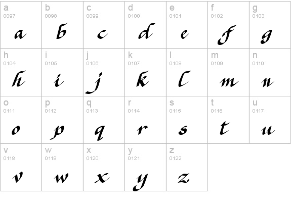 CK Calligraphy lowercase a-z preview