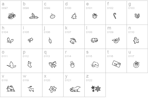 CK Holiday Symbols lowercase a-z preview