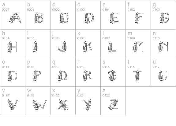 CK Rocket Ships lowercase a-z preview