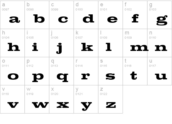 Clarendon Extended Bold lowercase a-z preview