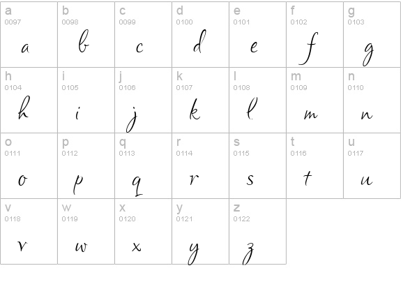 Clarissa lowercase a-z preview