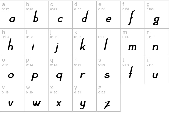 Claritty_BoldItalic lowercase a-z preview