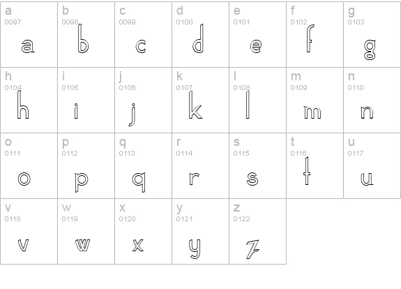 Claritty_Outline lowercase a-z preview