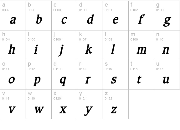Clayton Bold Italic lowercase a-z preview