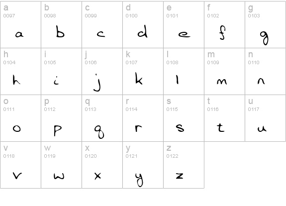 ClaytonsHand Regular lowercase a-z preview