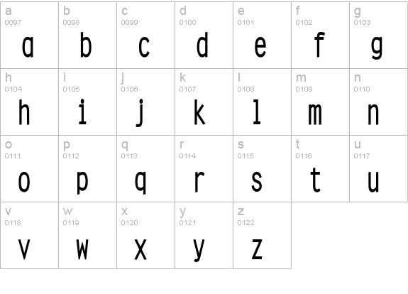 Clean Condensed Bold lowercase a-z preview